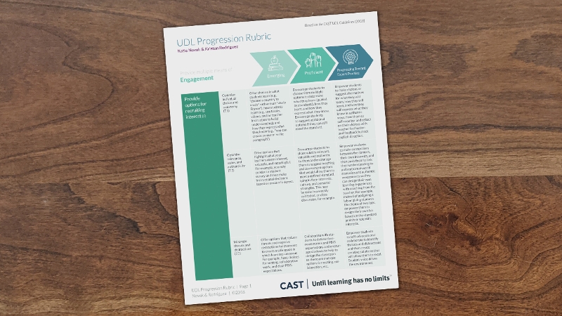 Cover of the UDL Progression Rubric