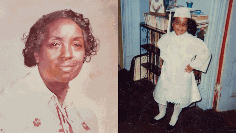 Andratesha's great-grandmother and Andratesha graduating preschool