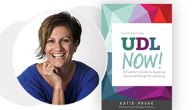 Photo of Katie Novak and the book cover of UDL Now! Third Edition